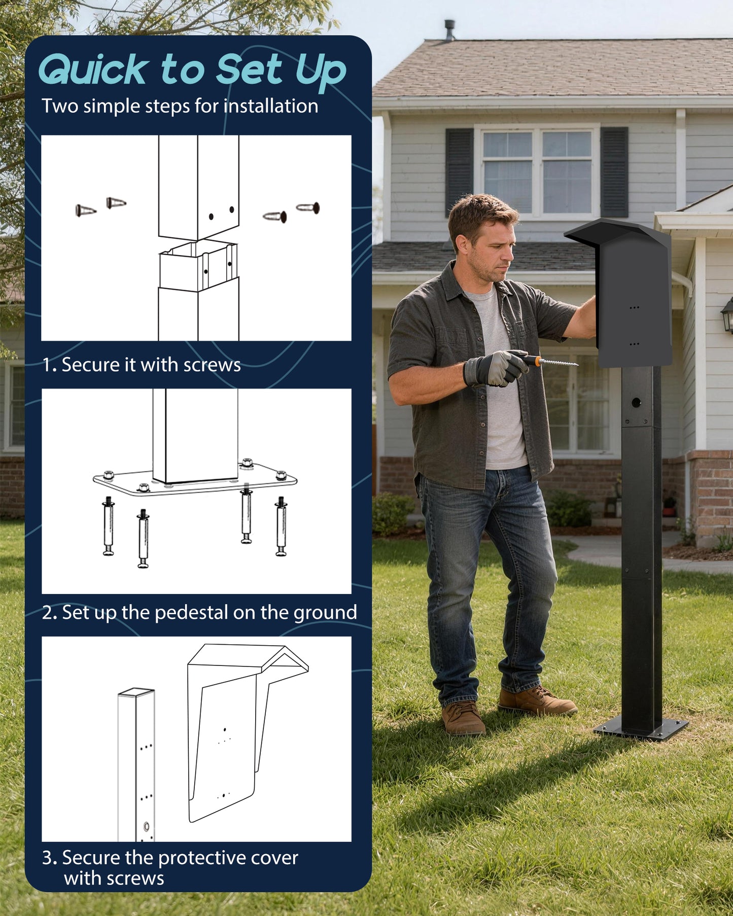 Outdoor EV Charger Pedestal with Cover